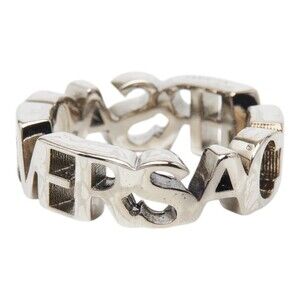Versace Logo Ring, Silver Metal, Women's Ring